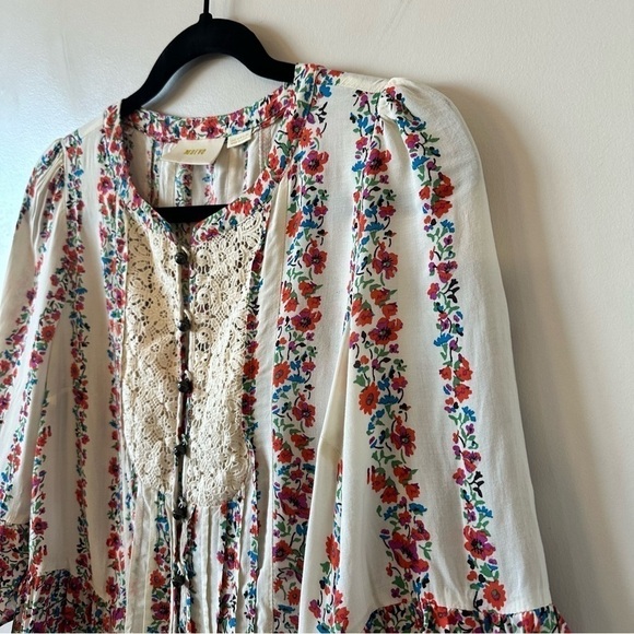 Anthropologie-maeve Hiver Floral Peasant Blouse (Size:2) - Picture 6 of 12